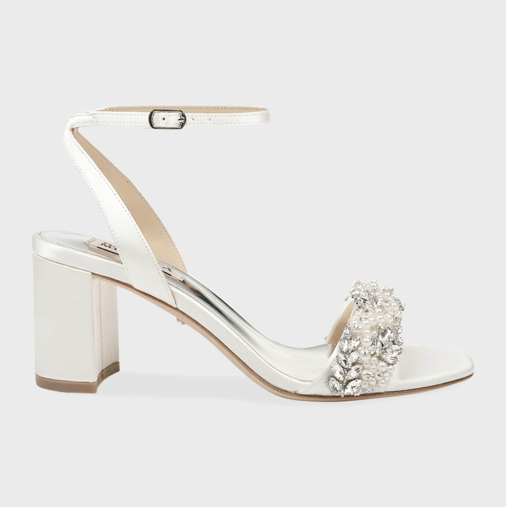 Elegant White Block Heel Sandals